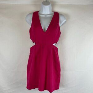 NBD Dress S Pink V-Neck Sleeveless Cutout Zipper Back